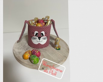Easter basket / Easter / personalized / rabbit face / basket / Easter nest / gift / old pink