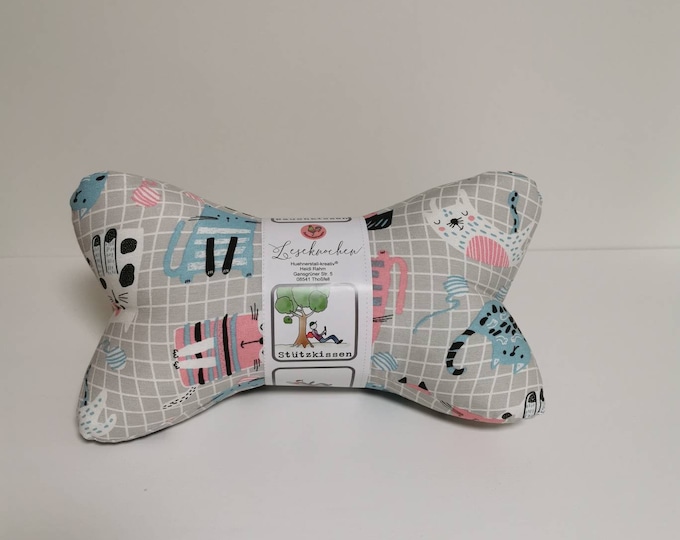 Reading Bones / Reading Pillows / Pillows / Side Sleepers / Relaxation / Back Support / Reading / Neck Pillows / Cats / Graphic Pattern / Grey