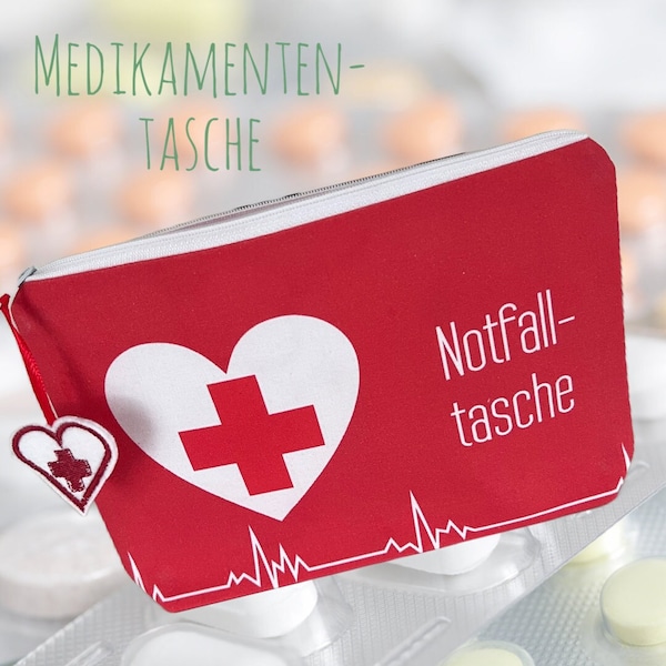 Kosmetiktasche / Medikamententaschen / Medizin / Kosmetik / Erste Hilfe / Notfalltasche / Notfall / Name / individualisierbar