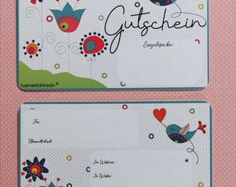 Postkarte / Gutschein / Karte / Geburtstag / Geschenk / Geschenkegutschein / Guthaben