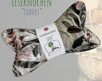 Leseknochen / Nackenkissen / Lesekissen / Nackenhörnchen / Ergonomisch / Camping / Hygge / Leave Blätter / Illustration