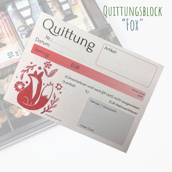 Quittungsblock A6 - auch für Kleinunternehmer mit einem Durchschlag - Durchschreibesatz /Quittung /durchschreibend / Nähen