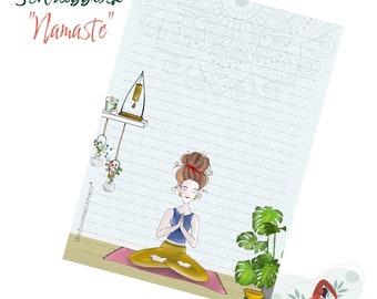 Bloc-notes / bloc-notes / Din A5 / dessin / illustration / impression / note / ligné / papier à lettres / papeterie / cadeau / Namaste / yoga