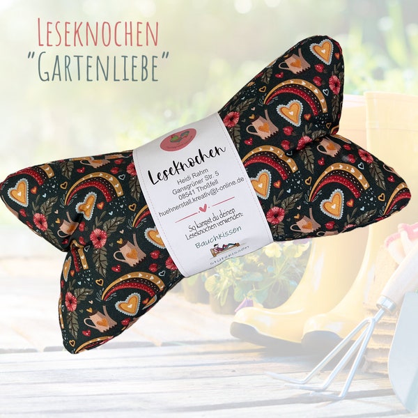 Leseknochen / Lesekissen / Garten / Blumen / Liebe / Kissen / Seitenschläfer / Entspannung / Rückenstütze / Lesen / Nackenkissen / Hygge