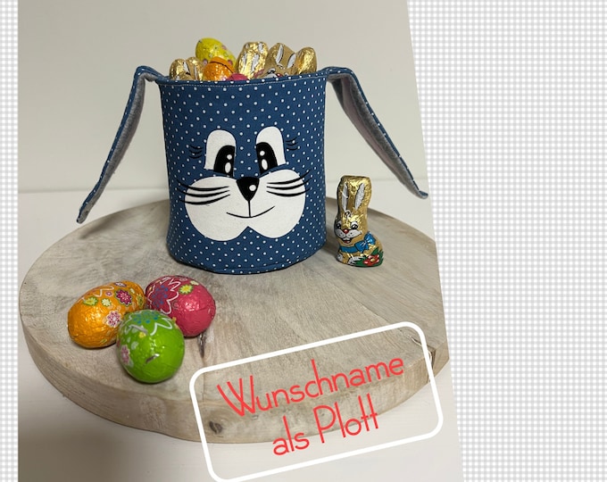 Easter Basket / Easter / Personalized / Rabbit Face / Basket / Easter Nest / Gift / Jeans Blue