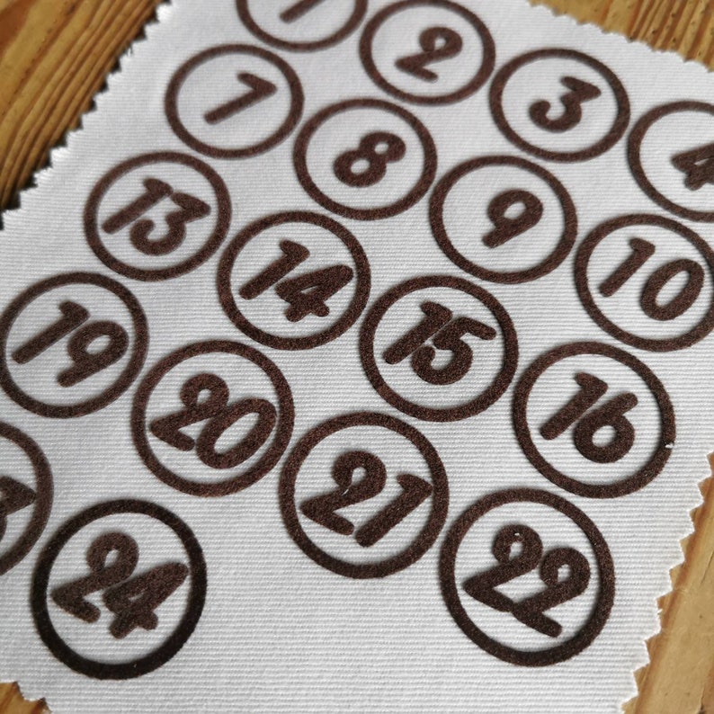 Numbers for the Advent calendar to iron on