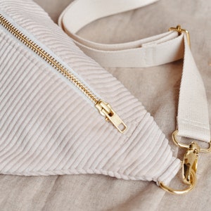 Bauchtasche Cord Beige Creme/Gold Bild 8