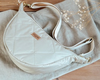 MOON BAG- Halfmoonbag- Beige/Gold