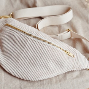 Bauchtasche Cord Beige Creme/Gold Bild 9