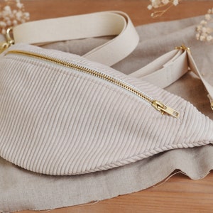 Bauchtasche Cord Beige Creme/Gold Bild 6