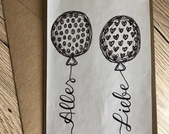 Geburtstagskarte Alles Liebe, Luftballon