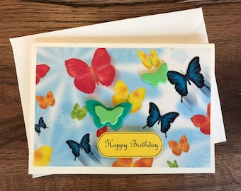 Geburtstagskarte Happy Birthday Schmetterlinge