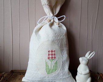 Leinenbeutel/GESCHENKESACK - 39x19 cm - Tulpe