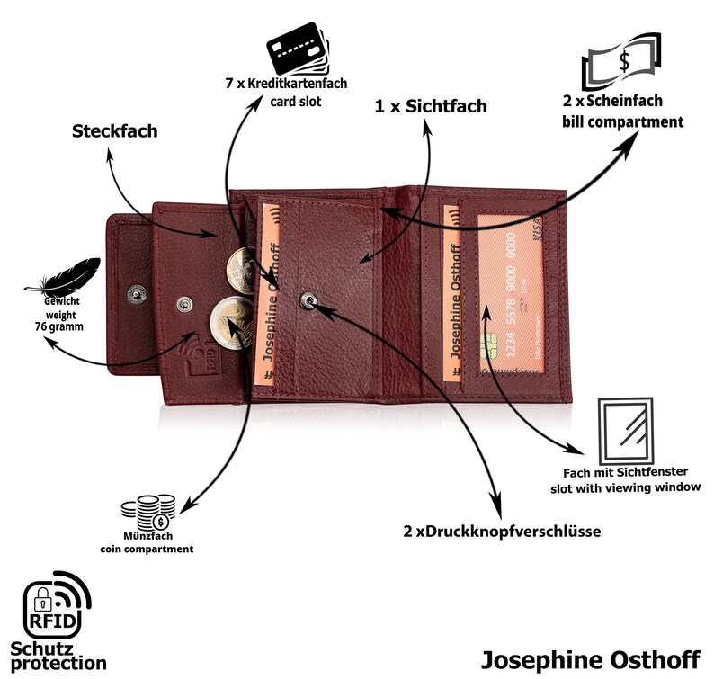 Wallet Coal (944) Genuine Leather with RFID Protection image 8