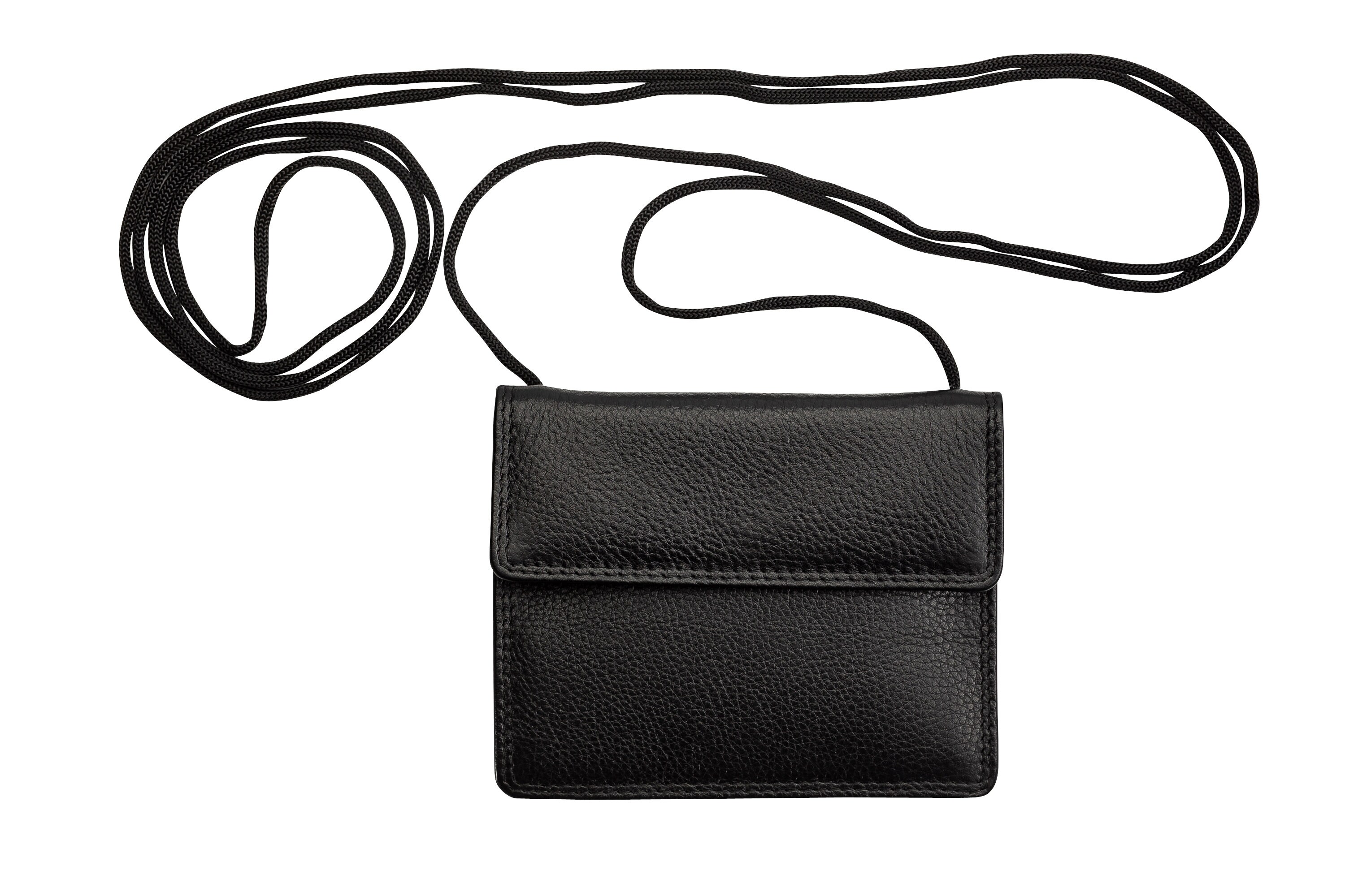 Leder BRUSTBEUTEL Brusttasche Umhängetasche Geldbörse Security Wallet präsentiert von RabamtaGO® M1 Schwarz 