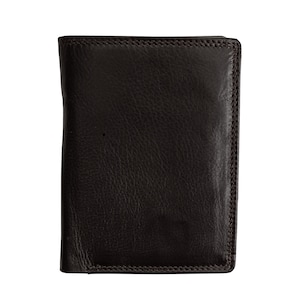 Carteira de couro masculina com dois compartimentos para moedas, porta-cartões, carteira feita à mão (924)