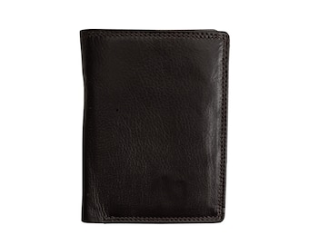 Men's leather wallet with two coin compartments, card holder, handmade wallet (924)
