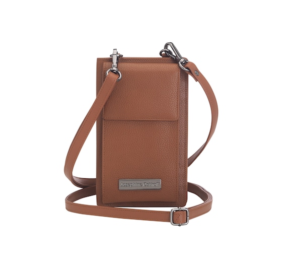Borsa per cellulare con portafoglio da appendere alla spalla, grande borsa a tracolla in vera pelle da donna per cellulare, smartphone, protezione RFID, tracolla con cerniera (102) - Italia