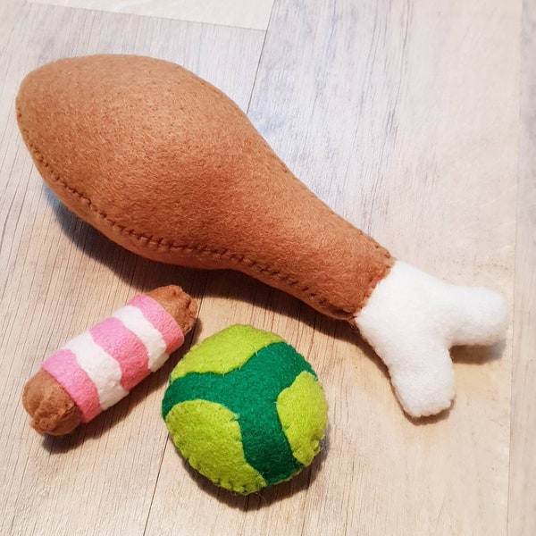 Weihnachtsessen / Filz Weihnachts-Katzenspielzeug / Katzenspielzeug Weihnachten / Katzenspielzeug / Filz-Truthahnbein