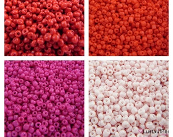 15gr. (80EUR/Kg) Glasperlen Rocaille 3 mm Perlen rot pink rosa  Farbauswahl, Glasperlen, bunte perlen, Armbandperlen