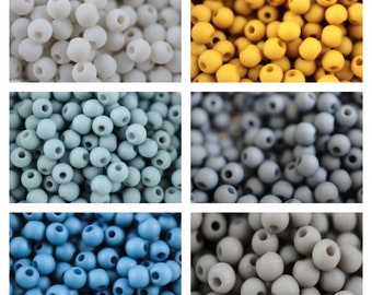 100x Acrylperlen matt 4 mm Farbauswahl blau, weiß, curry, Armband Perlen, kleine Perlen für Schmuck