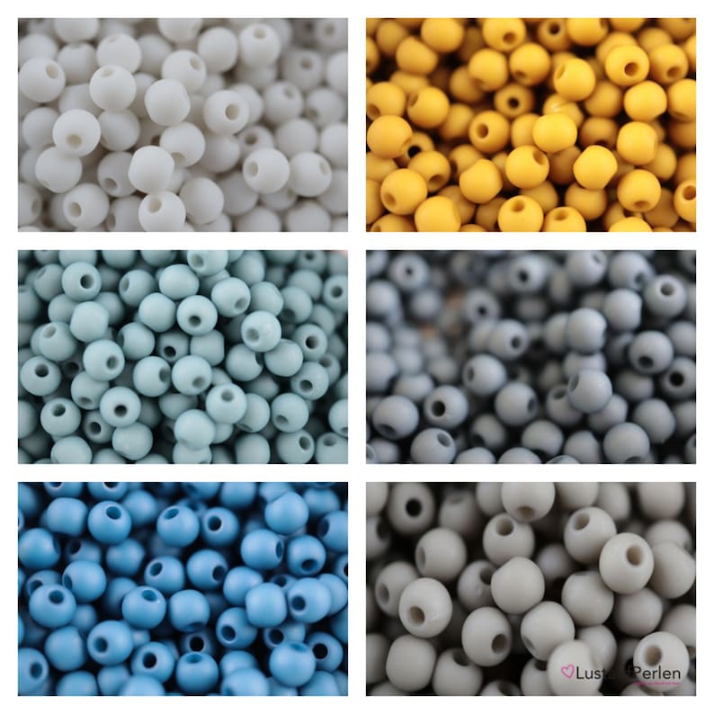100x Acrylperlen matt 4 mm Farbauswahl blau, weiß, curry, Armband Perlen, kleine Perlen für Schmuck Bild 1