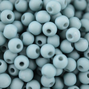 100x Acrylperlen matt 4 mm Farbauswahl blau, weiß, curry, Armband Perlen, kleine Perlen für Schmuck eucalyptus