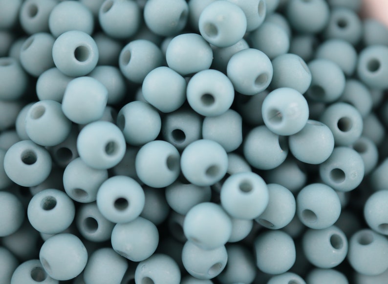 100x Acrylperlen matt 4 mm Farbauswahl blau, weiß, curry, Armband Perlen, kleine Perlen für Schmuck eucalyptus
