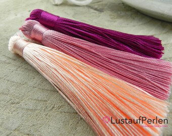 1x tassel made of polyester 80 mm without eyelet color selection pink fuchsia