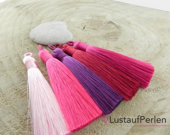 1x tassel made of polyester 78-80 mm color selection pink red