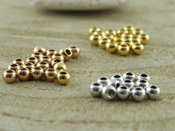 15/30/50x Metallperlen 3 mm Farbauswahl, Metallkugel, zwischenperlen für Schmuck
