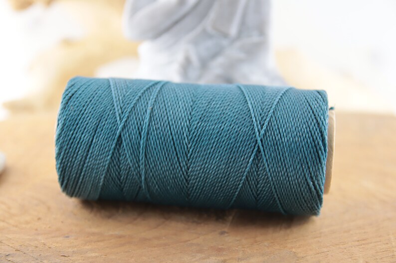 5 m 0.22 EUR/meter waxed macrame yarn 1 mm Linhasita© color selection polyester yarn waxed green tones, macrame cord, decorative ribbon 228- teal