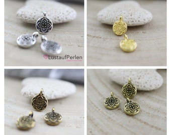 Mini pendant mandala flower 10 x 7 mm color selection, mini pendant silver for bracelet, mini mandala with eyelet