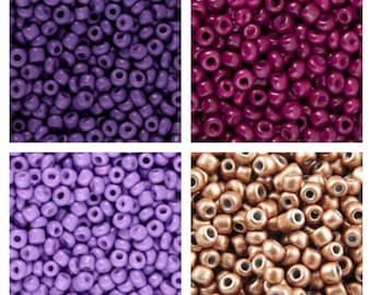 15gr. (80EUR/Kg)Glasperlen Rocaille 3 mm Perlen lila violet rosegoldfarben  Farbauswahl, Glasperlen, bunte perlen, Armbandperlen