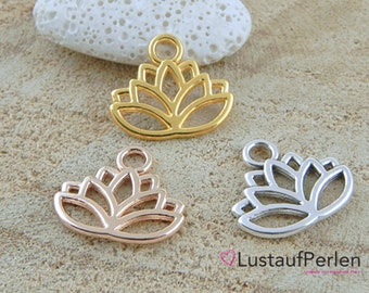 Jewelry pendant lotus 17 x 11 mm color choice 1 or 2 pieces, yoga pendant, charm lotus