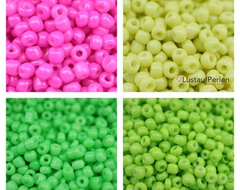 10gr. (100EUR/Kg.) Glasperlen Rocaille 3 mm Perlen neon farben Glasperlen, bunte perlen, Armbandperlen