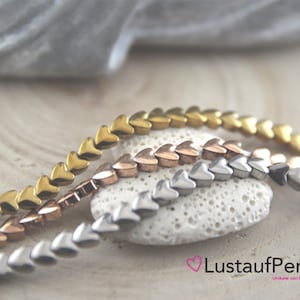 15x Hämatit Herzen 4 mm Farbauswahl, Edelstein Herzen Perlen, Hämatitperlen Zwischestück
