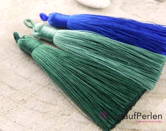 1x tassel made of polyester 78-82 mm color selection green blue