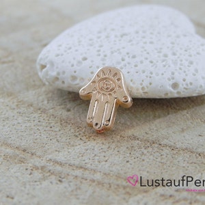 Metal bead Hamsa 8 x 9 mm rose gold-colored Fatima&#39;s hand spacer jewelry connector