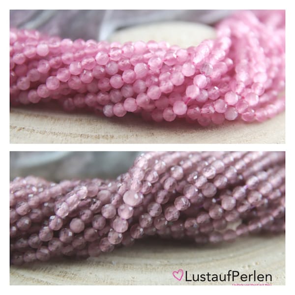 Katzenaugen 3mm facettiert 1 Strang, Glassschliffperlen 3mm, Kristallperlen, Glasperlen Armband