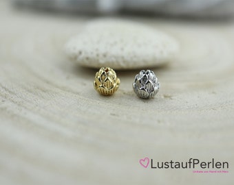 1x Lotus Perle 5 mm aus Messing plattiert oder 18K vergoldet Farbauswahl, mini Perle Lotus , Abstandhalter Perlen