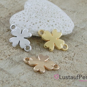 Jewelry connector clover leaf 15 x 10 mm color selection, lucky clover, amulet, connector flower