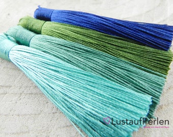 1x polyester tassel 80 mm WITHOUT eyelet Color selection green blue