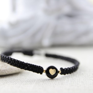 Freundschaftsarmband mit Herz – Makramee Armband schwarz oder weiß – Partnerarmband Geschenk Freundin