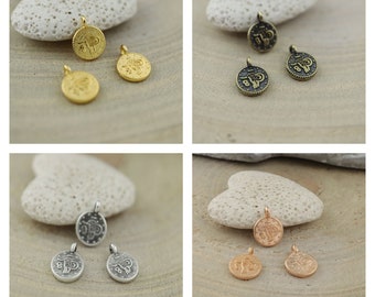 3x mini jewelry pendants oriental coins 9.5 mm color choice, pendant for bracelet, mini pendant