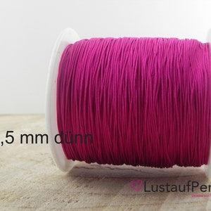 5m 0,22EUR/m Makramee Band 0,5 mm, Farbauswahl pink, rot, gold, Makramee garn, Makramee Kordel, Schmuckband fuchsia