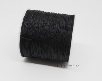 5 m (0,21EUR/m) Makramee Band 0,8 mm schwarz, Makramee garn, Schmuckband, Makramee Armband Kordel