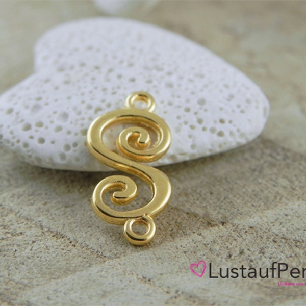 1x Jewelry Connector Spiral 18 x 9 mm gold colored, Macramé Connector Infinity, Infinity Connector