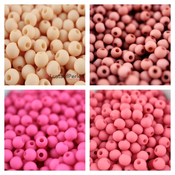 100x Acrylperlen matt 4 mm Farbauswahl pink coral, Armband Perlen, kleine Perlen für Schmuck