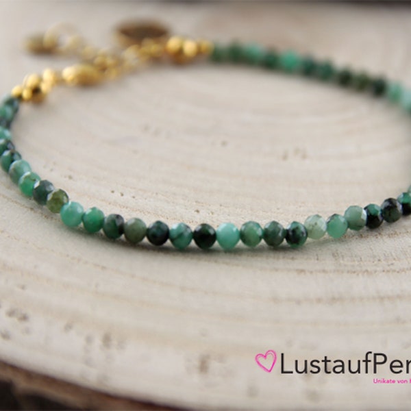 3 mm faceted bead emerald gem bracelet, Armand Tree of Life, minimalist bracelet